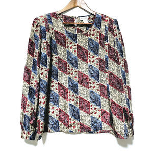 Vintage Nicola Diamond Paisley Blouse Women's Size 18 USA Boho Granny Chic Retro